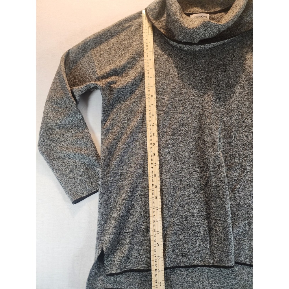 Womens Calvin Klein Cowl Neck Sweater Pullover Gray Black Long Sleeve Size Large - Picture 2 of 11